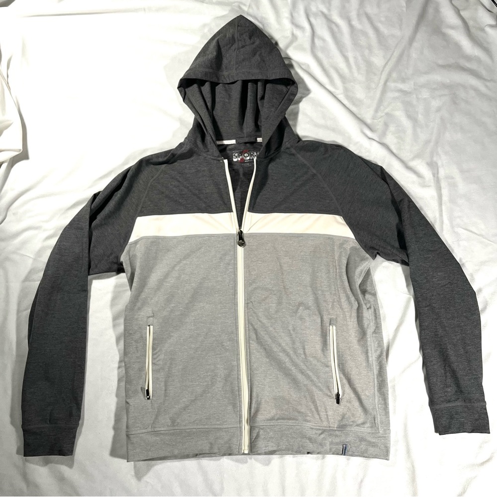 Marine Layer Weekend Sport Full Zip Hoodie - Grey Color-block - Large
